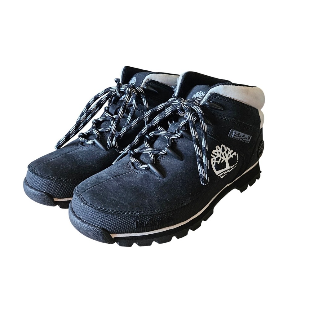 Timberland Euro Sprint Mid Hiker Boots Womens Size 7.5 Black White Outdoor